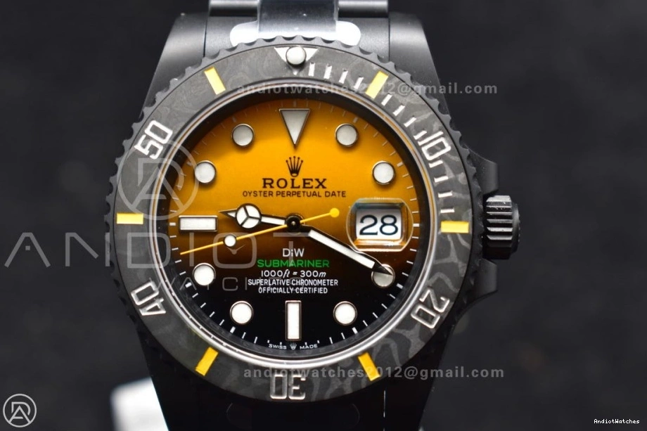 Yellow Popular Black VSF Dial DIW Edition 476 VS DLC on Submariner 1:1 Best DLC Bracelet 1225